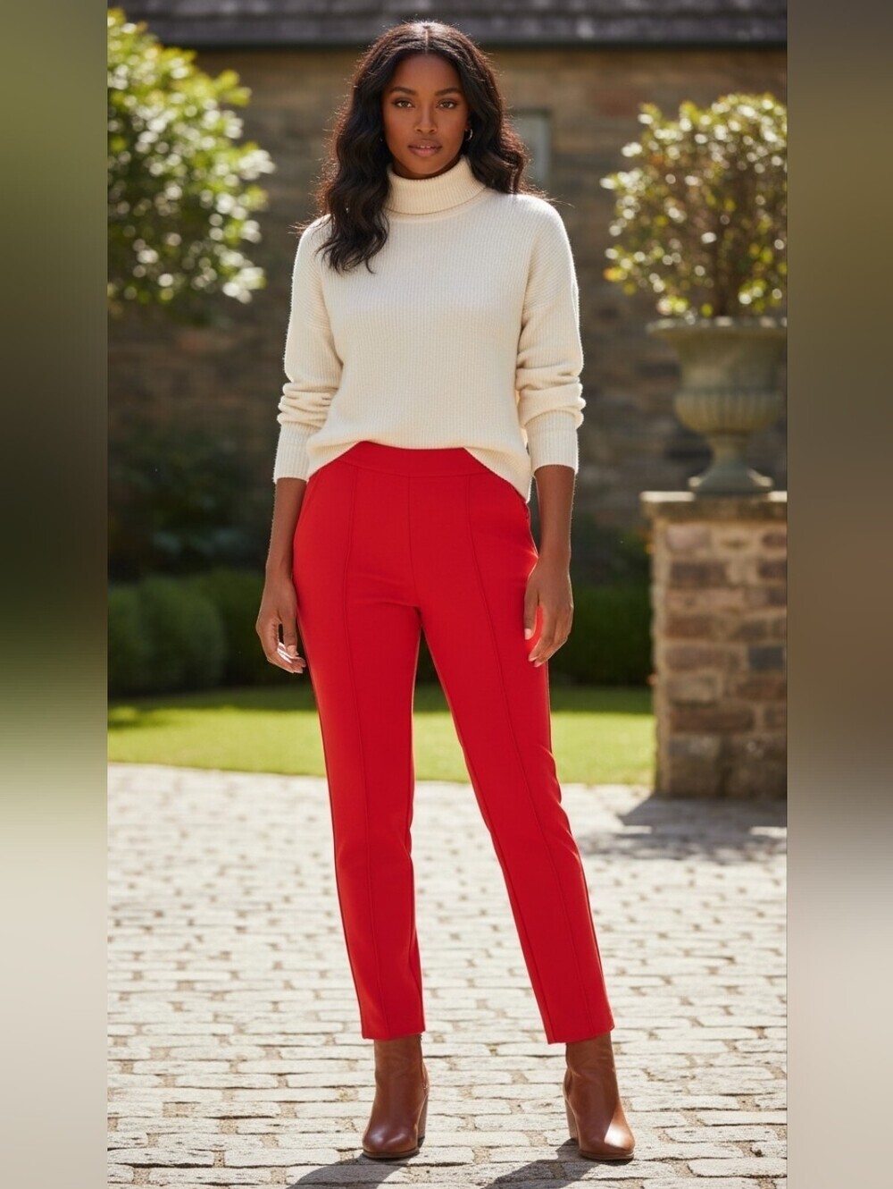 Jules & Leopold Vibrant Red Cropped Pants Size M